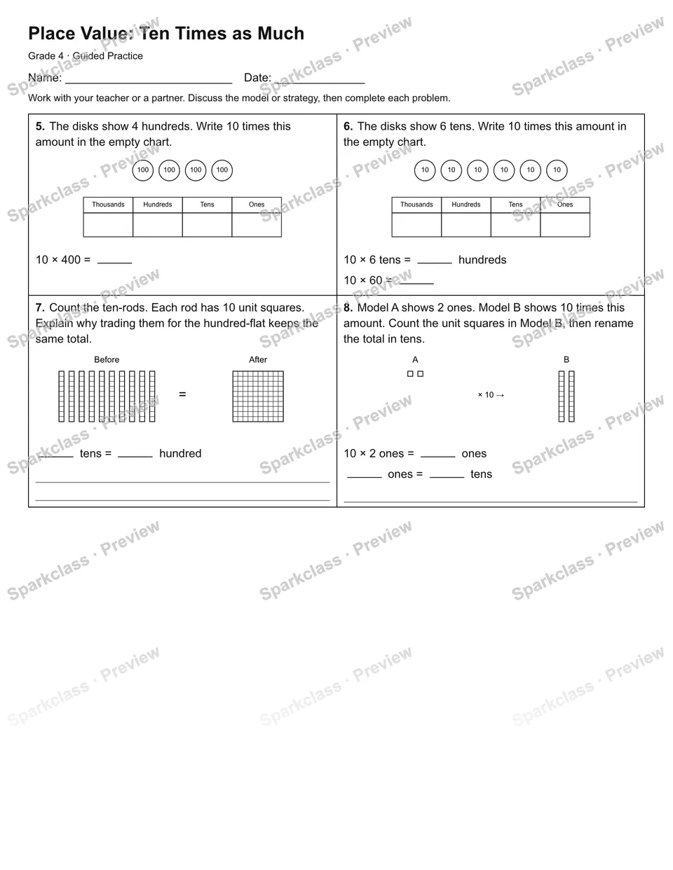 Place Value: Ten Times as Much — Guided Practice — page 2