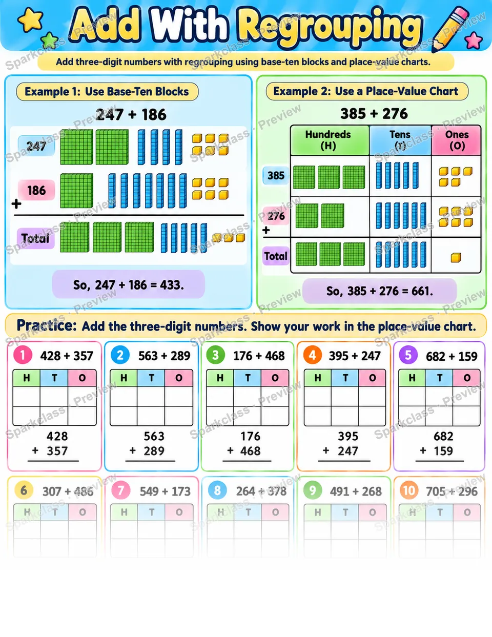 Add With Regrouping — Grade 3 worksheet preview