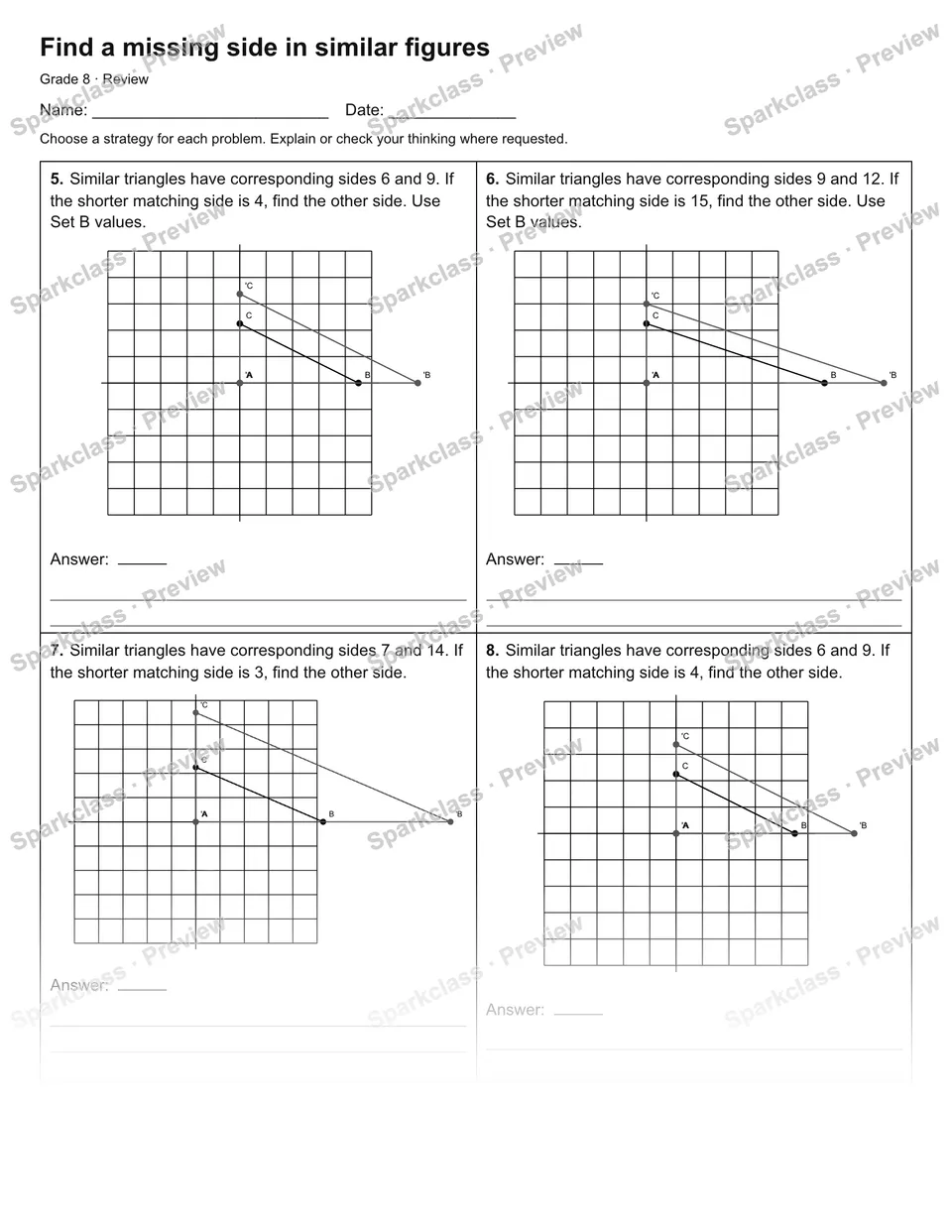 Find a missing side in similar figures — Review — page 2