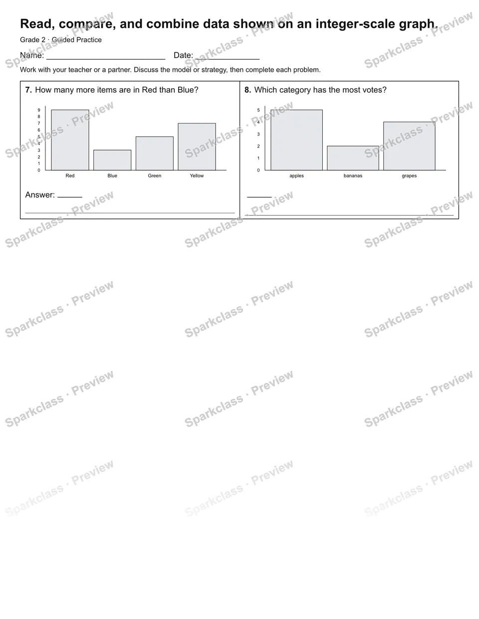 Read, compare, and combine data shown on an integer-scale graph. — Guided Practice — page 2