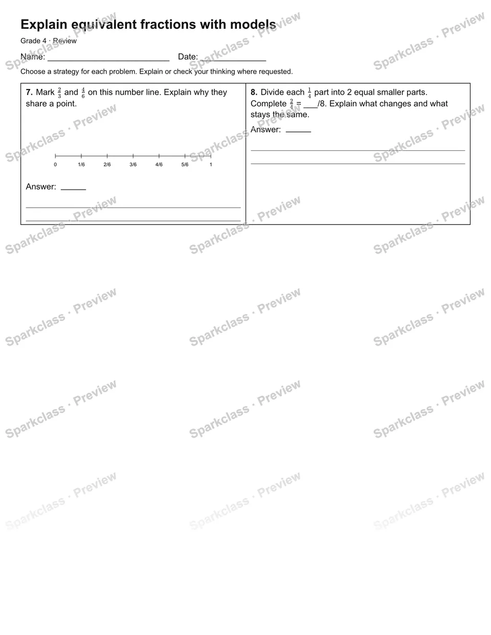 Explain equivalent fractions with models — Review — page 2