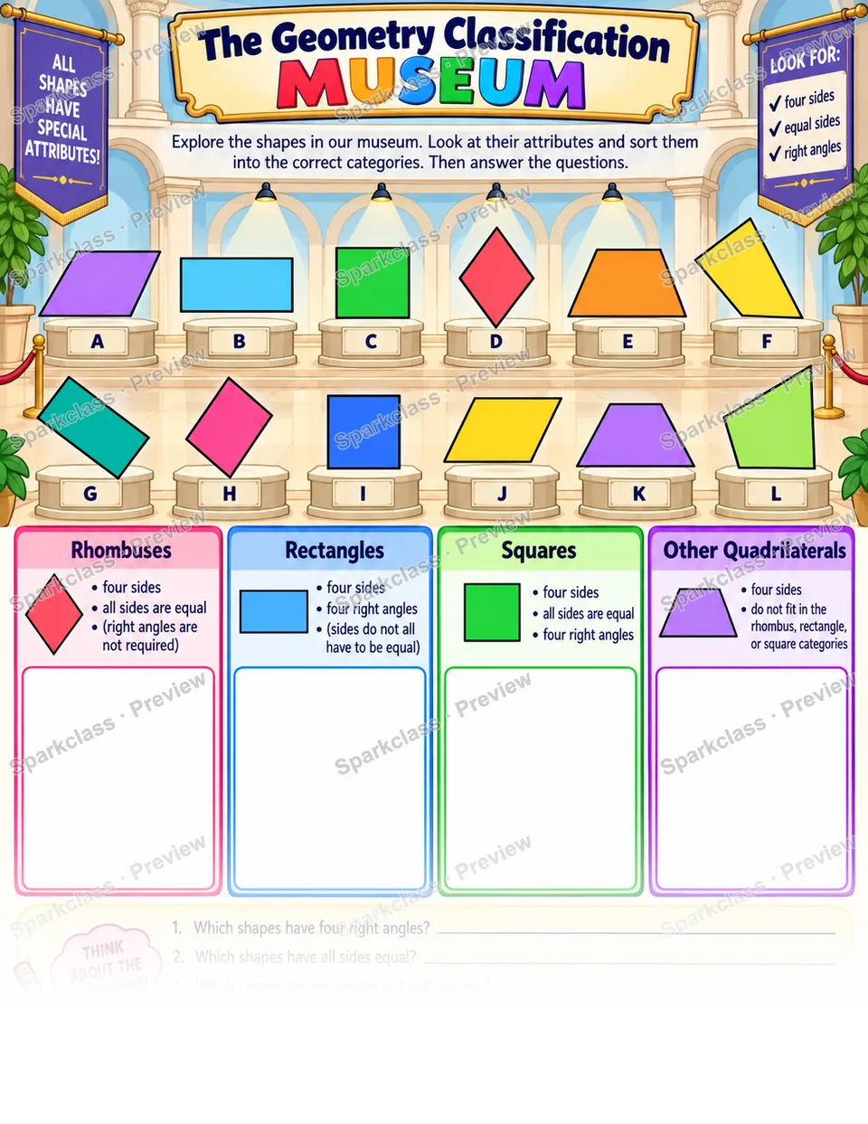 Geometry Classification Museum — Grade 3 worksheet preview