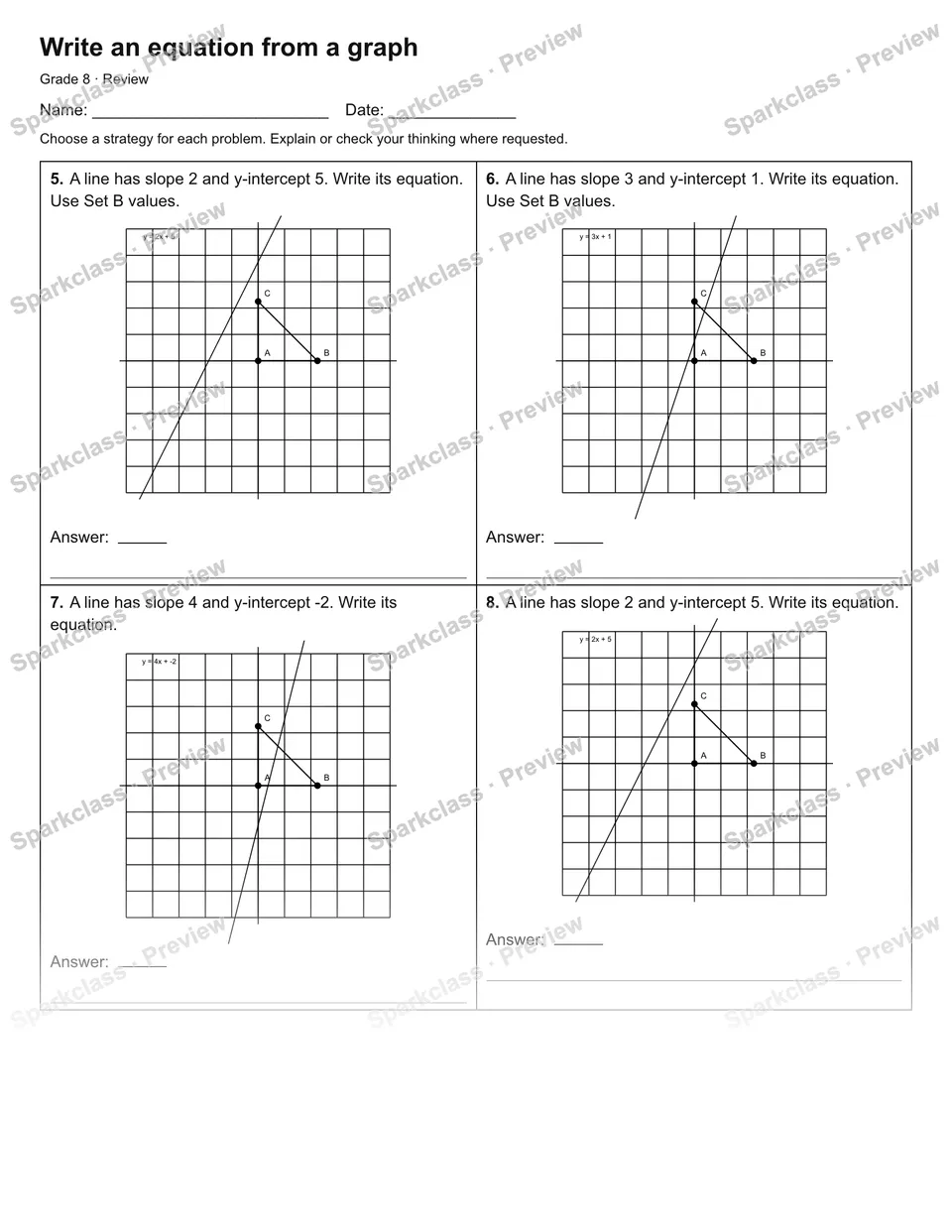 Write an equation from a graph — Review — page 2