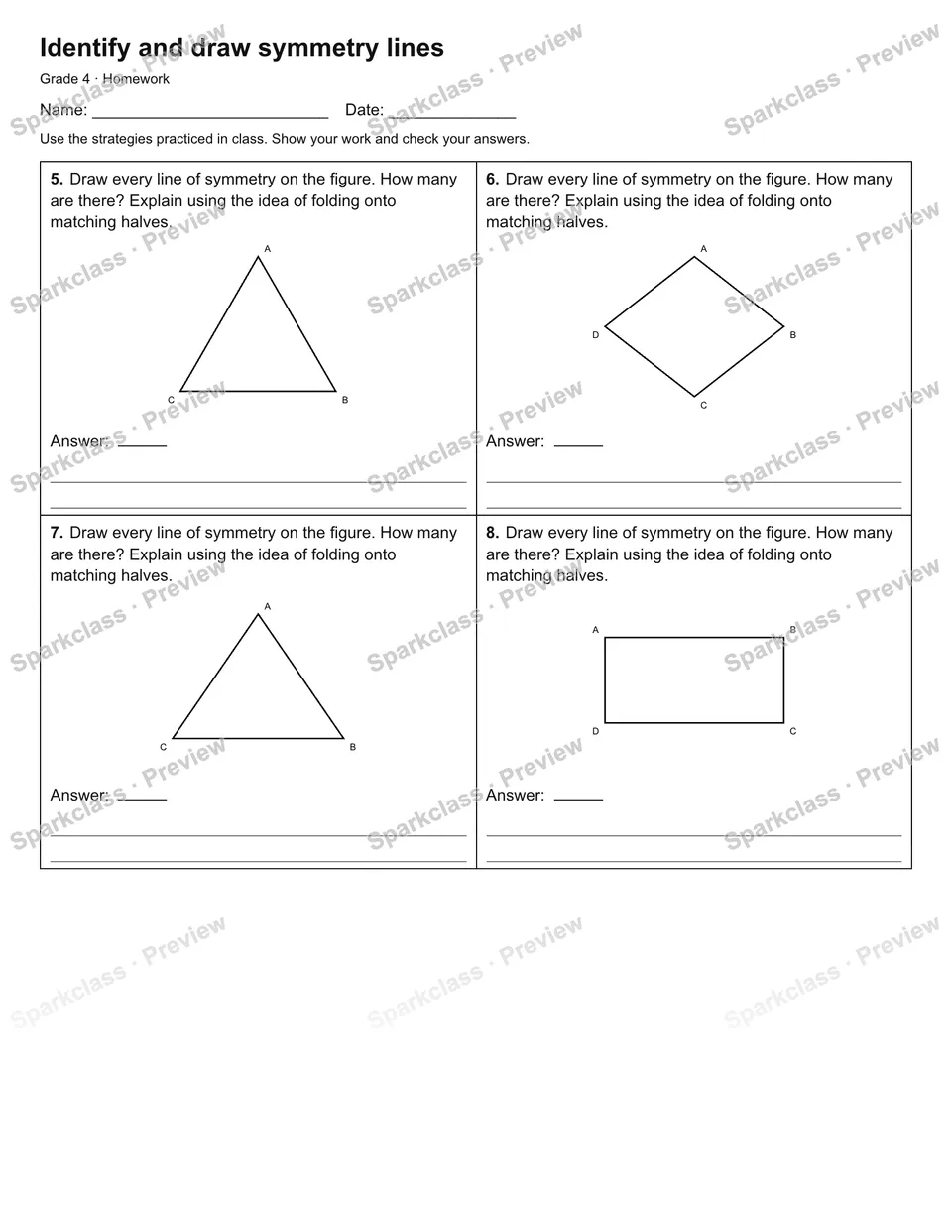 Identify and draw symmetry lines — Homework — page 2