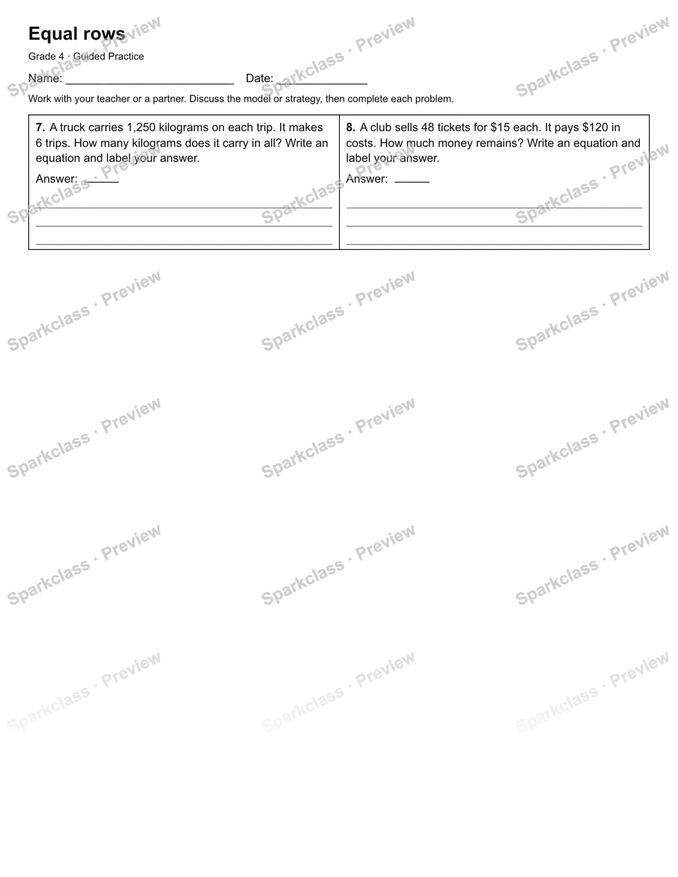 Equal rows — Guided Practice — page 2