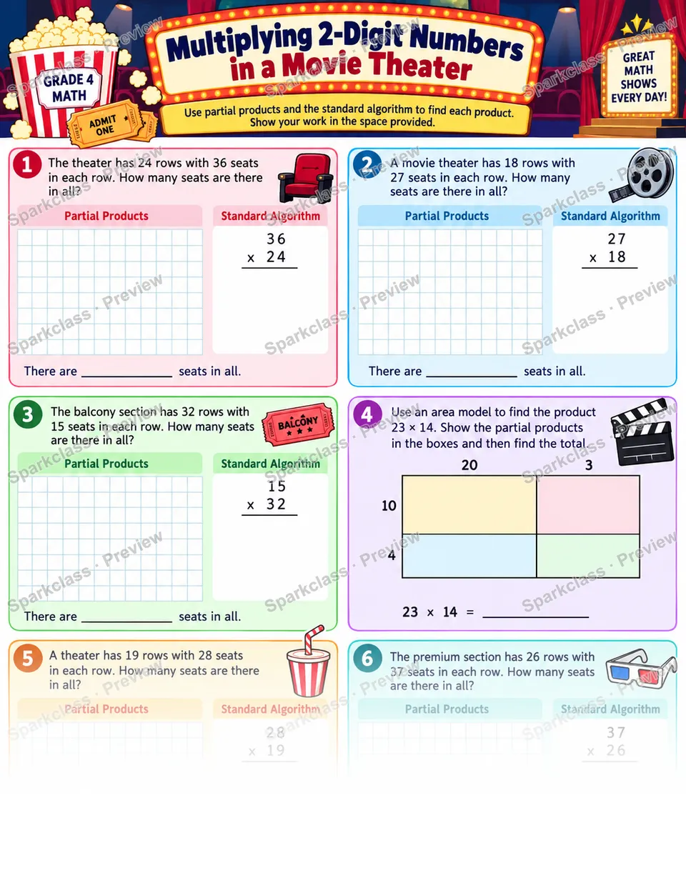 Multiply 2-Digit by 2-Digit Numbers — Grade 4 worksheet preview