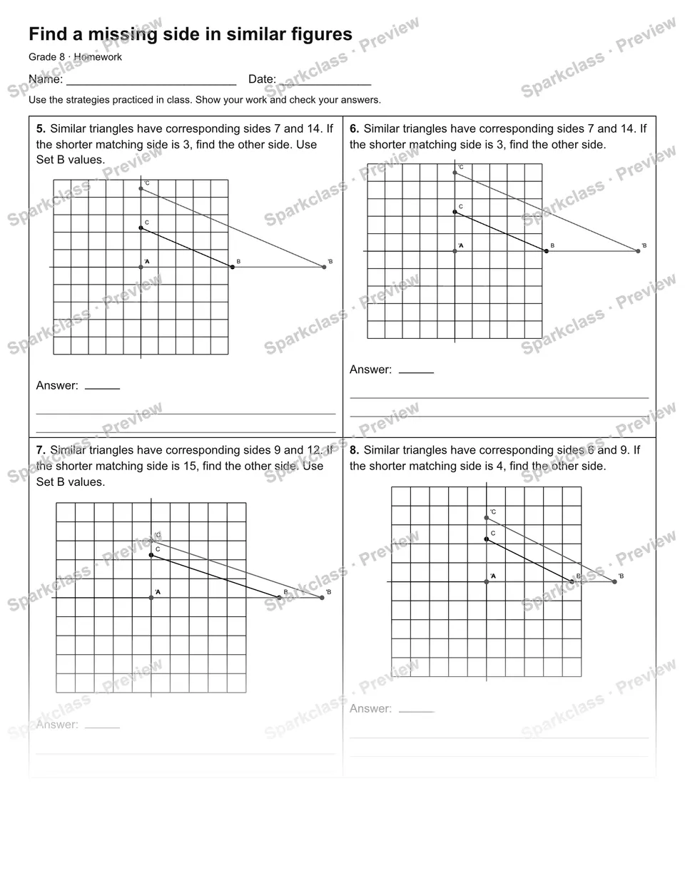 Find a missing side in similar figures — Homework — page 2