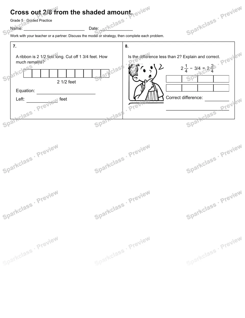 Cross out 2/8 from the shaded amount. — Guided Practice — page 2
