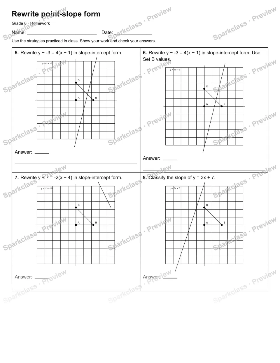Rewrite point-slope form — Homework — page 2