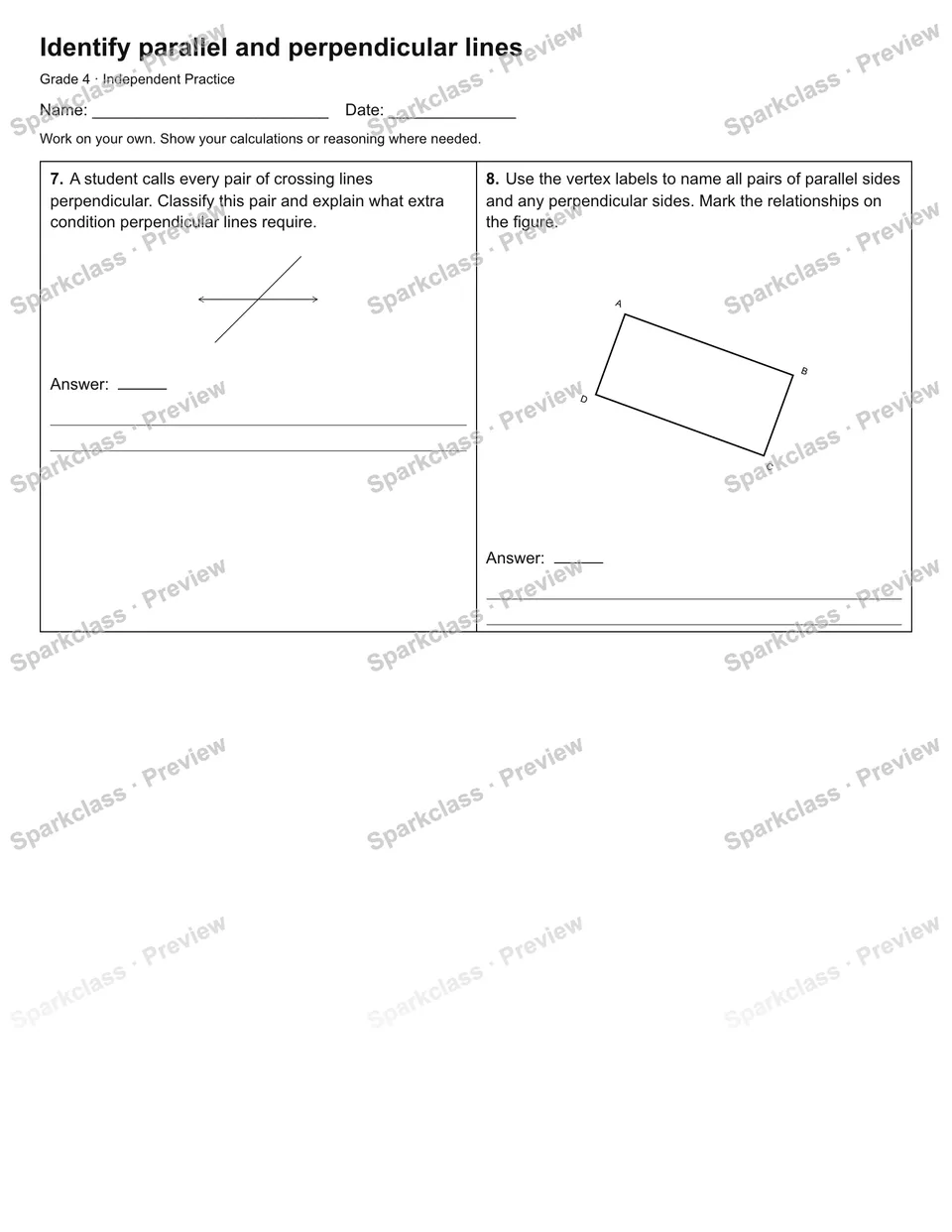 Identify parallel and perpendicular lines — Independent Practice — page 2