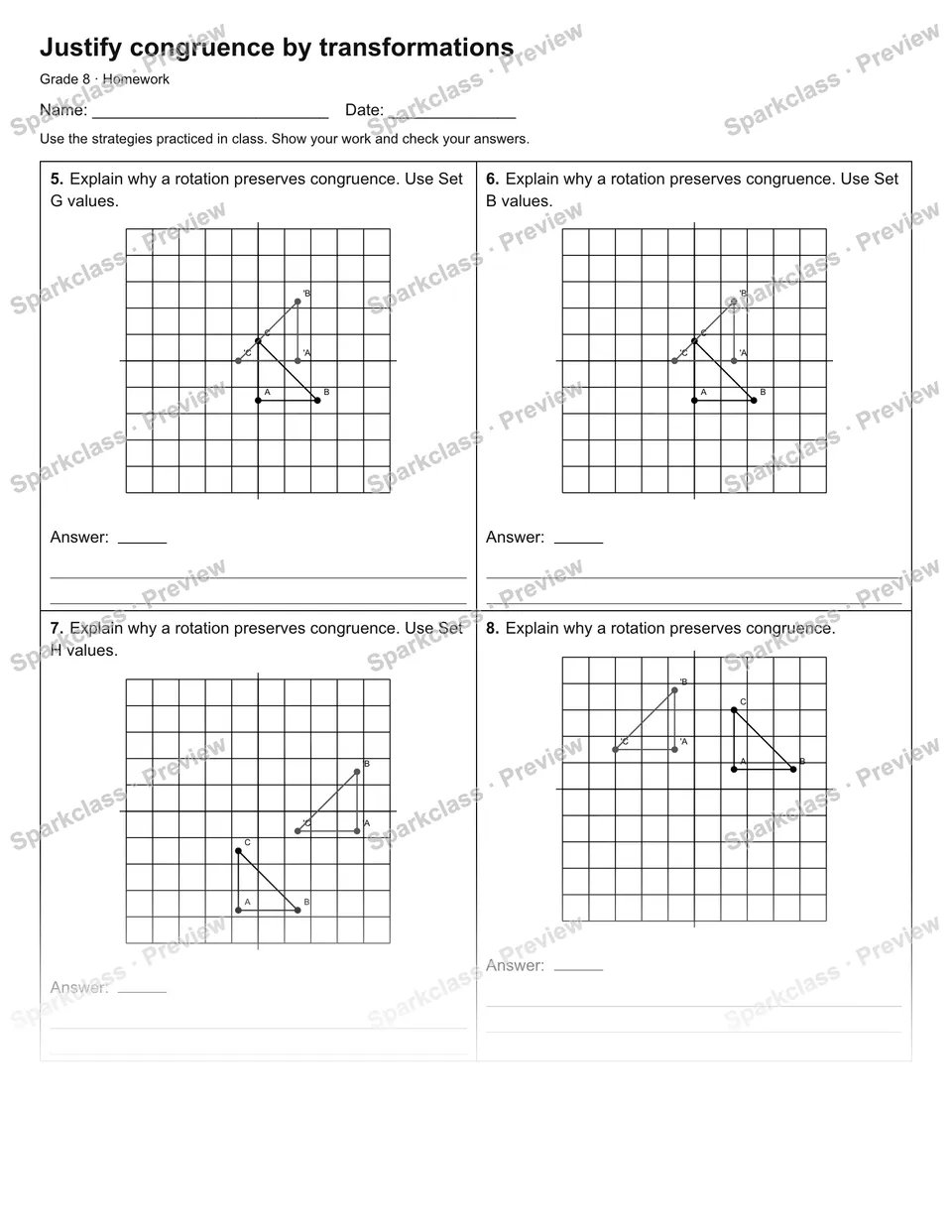 Justify congruence by transformations — Homework — page 2